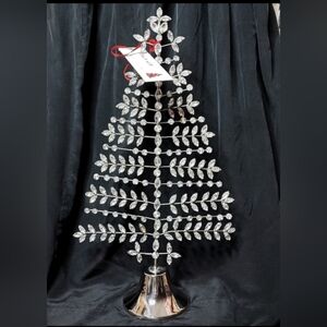Bella Lux Luxury Clear Navette Rhinestone Silver Tone Holiday Christmas Tree NWT
